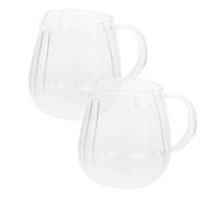 CIYODO 2 Piezas Jarra de Leche de Vidrio Resistente al Calor Asa Dispensador para Café Té y Cremas para Uso Doméstico y Profesional