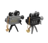 CIYODO 2 Piezas Mini Retro Film Projector Figurines Vintage Plastic Desktop Decor For Home Office Portable Miniature Dollhouse Accessories Handcranked Toy For Theater Furniture