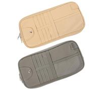 CIYODO 2 Piezas Organizador de Parasol para Coche Funda de PU para Almacenamiento con para Gafas Tarjeta de Seguro y Registro Soporte para CD y Compatible Mayoría de Vehículos