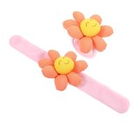 CIYODO 2 Piezas Pulsera de girasol pulseras bofetadas para niñas Brazalete pulsera a presión bandas de bofetadas para bandas de bofetadas de dibujos animados Felpa Naranja