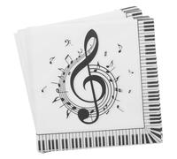 CIYODO 20piezas Servilletas De Notas Musicales Desechables Para Fiestas Temáticas Decorativas Para Cena De Cumpleaños Estampado Musical