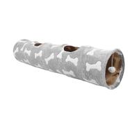 CIYODO 2agujeros Juguete Túnel Recto para Gatos Plegable Pelota de Peluche Escondite Acogedora para Cachorros y Gatitos Diseño de Hueso para Uso Interiores