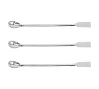 CIYODO 3 Espátulas de Laboratorio de Acero Inoxidable de Doble Cabezal Mango Largo de 19,5cm para Dosificación y Transferencia de Muestras en Producción de Alto Volumen