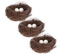 CIYODO 3 Juegos de Nidos de Pájaro de Ratán Huevos Artificiales para Decoración de Pascua, Función Decorativa, Material de Espuma, Estilo Único para Fiesta de Navidad y Decoración