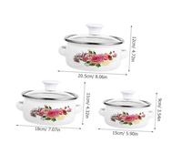 CIYODO 3 Piezas Cacerolas Esmaltadas con Asas Ergonómicas Plano para Calentamiento Uniforme Aptas para Guisos Leche Caliente y Fideos Diseño Apilable y Aleatorio para Cocina y