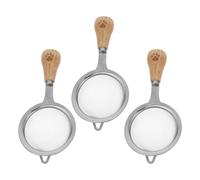 CIYODO 3 Piezas Colador Fino de Acero Inoxidable con Mango de Madera Juego de Tamices Pequeños para Cocina Filtrado de Té Sopa Arroz Aceite y Jugo