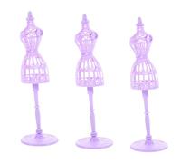 CIYODO 3 Piezas Colgador de muñecas Kits Femeninos maniquí de Ropa para el hogar Ropa Vestido maniquí Mini maniquí Soporte de Forma de Vestido Perchero en Miniatura el plastico Púrpura