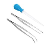 CIYODO 3 Piezas Herramientas Limpieza Acuario Pinzas Rectas Curvadas y Pipeta Succión para Tanque Peces Accesorio Cuidado Filtro y