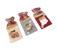 CIYODO 3piezas Funda para Botella De Vino Navideña De Papá Noel Diseño De Papá Noel para Celebraciones De Navidad Protege Botellas De Vino Uvas Secas