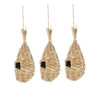 CIYODO 3piezas Nido De Pájaros Mano De Decoración para Jardín y Espacios Exteriores Diseño De Juncos Naturales Fácil Instalación Atractivo para Aves y Decoración Escénica