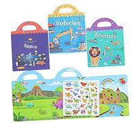 CIYODO 4 Juegos Libros Pegajosos Reutilizables Pegatinas para Educativo Pegatinas Pequeños Libro De Escena De Protección del Medio a Prueba De Agua.