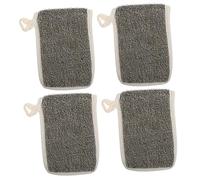 CIYODO 4 piezas Bolsa de Jabón Exfoliante de Lino Negro Funda para Barra de Jabón con Cuerda Colgante para Ducha con Malla para Cuidado Corporal