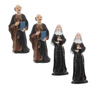 CIYODO 4 Piezas Estatua Misionera Estatuillas Decoración del Hogar Figuras Cristianas Figura Decorativa De La Madre Monja Católica