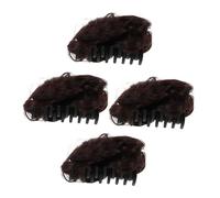 CIYODO 4 Piezas Grips para Moño Voluminoso con Clip Postizos Rizados para Mujer Ligeros y Cómodos Accesorios de Elegantes y Fáciles de Usar de Oscuro