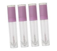 CIYODO 4 Piezas Tubos de Brillo Labial Vacíos Reutilizables Botellas Plásticas Transparentes para Maquillaje DIY de Unidades Color Morado
