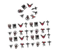 CIYODO 40 Piezas Nail Charms Goth Vintage Alloy Cross Heart Punk Nail Art Jewels For Halloween Party Manicure DIY