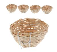 CIYODO 5piezas Nidos de Cría para Pájaros Tejidos Mano con Gancho de Bambú Cueva de Descanso para Loros Cacatúas y Periquitos Nidos de Incubadora para Jaulas de Pájaros