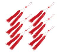 CIYODO 6 Piezas Borla Roja para Espada de Tai Ji de Tela, Accesorio Multifuncional para Decoración y Uso en Competiciones de Artes Marciales