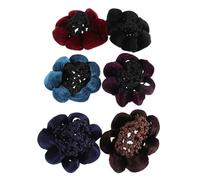 CIYODO 6 Piezas de Redecillas para Moño con Borde de Flores, Tela de Terciopelo Ligero, Diseño Vintage y Elegante para Competencias de Baile y Peinados Profesionales