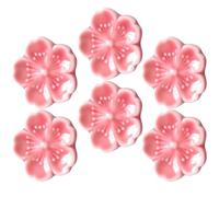 CIYODO 6 Piezas Soporte para Palillos de Cerámica Diseño de Flores de Cerezo Porta Utensilios Cocina Decorativo para Mesa y Vajillas Fácil de Limpiar y Duradero