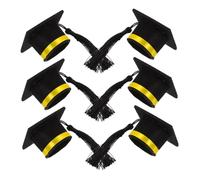 CIYODO 6piezas Tapones De Botella De Graduación Mini Sombrero Cinta Amarilla Decoración Festiva para Fiestas De Graduación Accesorios para Vinos y Bebidas