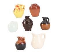 CIYODO 7 Piezas Conjunto de Mini Jarrones de Cerámica para Miniaturas Adornos Realistas para Micro y Casas de Muñecas Decoración Vitrina Colores y Estilos Aleatorios Color Aleatorio