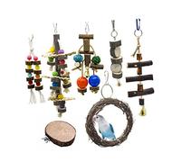CIYODO 7 Piezas Juguete mordedura de Loro Juguetes para pájaros Loros Mini Colgante Jugar Masticar Jaula Cosa Balancearse Loro parlante de Juguete Volador De Madera