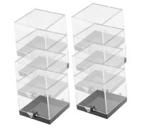 CIYODO 8 piezas Caja Transparente Cuadrada para Almacenamiento de Minerales y Muestras de Unidades con Base Contenedor Exhibidor para Colecciones y Especimenes