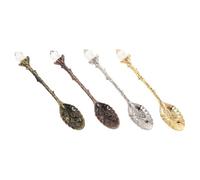 CIYODO 8 piezas Cucharas de Aleación de Zinc con Diseño Vintage y Cabeza de Cristal Tallado de Cucharas Pequeñas para Café Sopa Postres Ergonómicas y Resistentes para Uso Hogar y