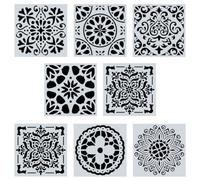 CIYODO 8 Plantillas de Mandalas para Pintar Muros de Piedra Diseño Hueco Reutilizables de Pet, Herramientas de Pintura Fáciles de Usar para Bricolaje Artístico Estilo Varios estilos