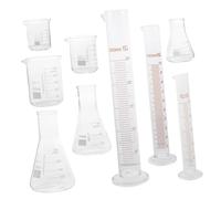 CIYODO 9 Piezas Utensilios de de Vidrio Incluye Vaso de Precipitado Cilindro Medidor y Herramientas Científicas con Clara para Medición Precisa y Alta Resistencia