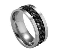CIYODO Anillo para Hombre de Acero Inoxidable Negro Talla 12 Anillo Redondo con Función de Abridor Cadena Móvil y Diseño Minimalista para Uso Diario y Obsequio