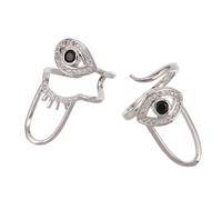 CIYODO Anillos para Uñas Diseño de Ojo Malvado Ajustables y Apilables 2 Piezas Color Claro para Decoración de Uñas Joyería de Punta para Manicura