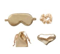 CIYODO Antifaz de Seda Dorado con Máscara para Dormir Diadema Coletero y Bolsa de Almacenamiento Suave Cómodo y Portátil para Aliviar Fatiga Ocular y Sueño Reparador