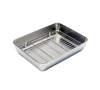 CIYODO Bandeja Horno Inoxidable con Rejilla Diseño para Hornear y Escurrir Aceite Resistente y Fácil de Limpiar para Rostizar Carnes y Verduras Casa