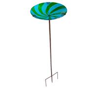 CIYODO Baño para Pájaros con Estaca De Hierro Forjado, Cuenco De Vidrio Pintado, Resistente y Estable, para Jardín y Patio, Comedero y Bebedero Al Aire Libre, Apto para Diferentes Aves