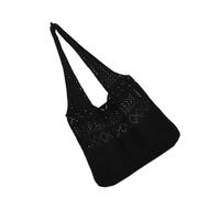 CIYODO Bolsa bandolera informal bolsa de punto con diseño hueco para mujer chic en color negro para uso diario y compras