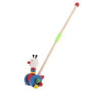 CIYODO Carrito de Madera para Diseño de Dibujos Animados Juguete para Empujar y Tirar para Bebés Ruedas Coloridas para Caminar Interiores