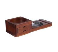 CIYODO Cenicero de Madera para Cigarros con Soporte para Tallado y Bandeja de Whisky, Caja con Cajón Integrado, Accesorio Portátil para Reuniones y Uso en Interiores, Kit Versátil