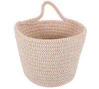 CIYODO Cesta Pequeña Colgante Tejida De Cuerda De Algodón Blanca Cesta Redonda Decorativa y Funcional Para Organización Doméstica Versátil Para Mesa y Pared Para Hogar y Oficina