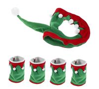 CIYODO Conjunto de Accesorios para Caballo para Fiestas Navideñas Incluye Protector de Patas Transpirable y Gorro Festivo Decoración Completa para Desfiles Festivos