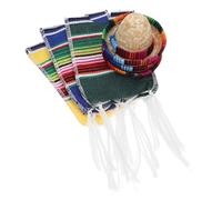 CIYODO Conjunto De Gorro y Bufanda para Botella Tapa De Paja Miniatura Adornos Mexicanos para Botellas De Vino Decoración para Fiestas