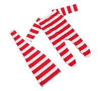 CIYODO Conjunto de Ropa para Recién Nacido con Peto y Pies Cubiertos Diseño Rayas Rojo y Blanco Conjunto de Dos para Sesión Fotográfica de Bebés Cómodo y Cálido para Invierno