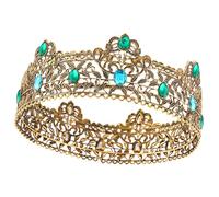 CIYODO Corona para Hombre Vintage de Boda y Cosplay Corona de Rey Metálica Incrustaciones de Cristales Azules y Verdes Accesorio Decorativo para Fiestas Cumpleaños y Actuaciones