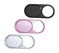 CIYODO Cubierta de Metal para Cámara Web 3 Piezas, Funda Práctica Multifuncional para Portátil, Móvil y Tableta, Diseño Ovalado Pequeño, Colores Negro, Plata y Rosa, Protección