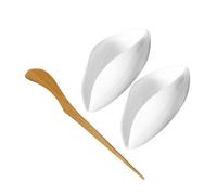 CIYODO Cuchara de Té China Vasija de Té de Porcelana Cerámica y Madera Tamaño Mini de Bolsillo para Oficina