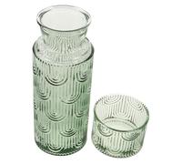 CIYODO Decorative Embossed Glass Water Carafe With Tumbler Set Versatile Cold And Hot Beverage Pitcher For Juice Milk Stylish Bedside Nightstand Drinkware