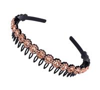 CIYODO Diadema Antideslizante para Lavar Rostro Banda Duradera con Dientes Tocado Femenino Elegante con Pedrería Color Champán para Mujeres y Niñas