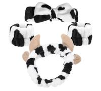 CIYODO Diadema Facial con Estampado de Vaca y Lazo de Unidades Bandas Suaves y Ligeras para Maquillaje y Lavado de Cara Accesorios Cómodos para Mujer y Spa
