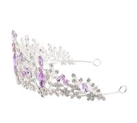 CIYODO Diadema Princesa Barroca Plateada y Púrpura Tocado Pedrería para Boda y Cumpleaños Accesorio Reutilizable para Niñas Decoración Nupcial y Fiestas Obsequios